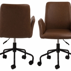 Kancelárska stolička Naya, syntetická koža, hnedá - 2