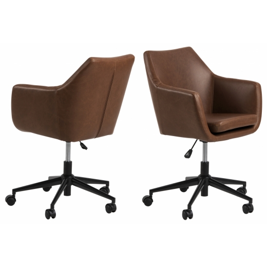 Kancelárska stolička Nora, syntetická koža, hnedá - 1
