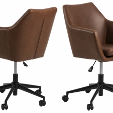 Kancelárska stolička Nora, syntetická koža, hnedá - 1