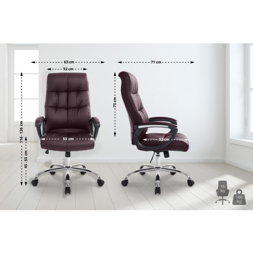 Kancelárska stolička Poseidon, syntetická koža, červenohnedá - 1