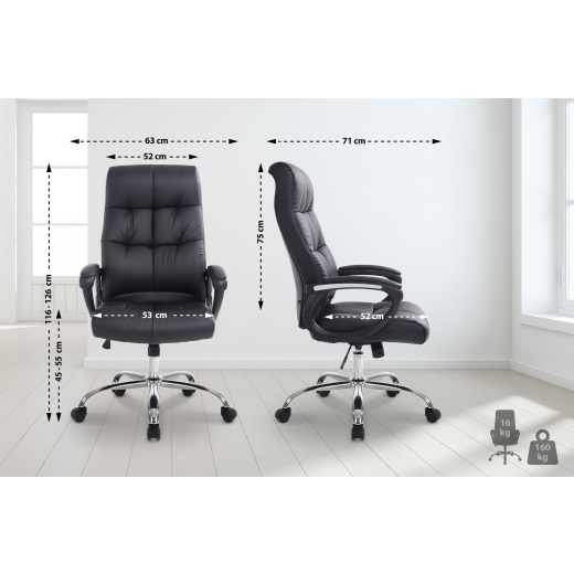 Kancelárska stolička Poseidon, syntetická koža, čierna - 1