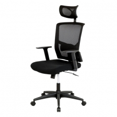 Kancelárska stolička s opierkou hlavy Emanuel, čierna - 1