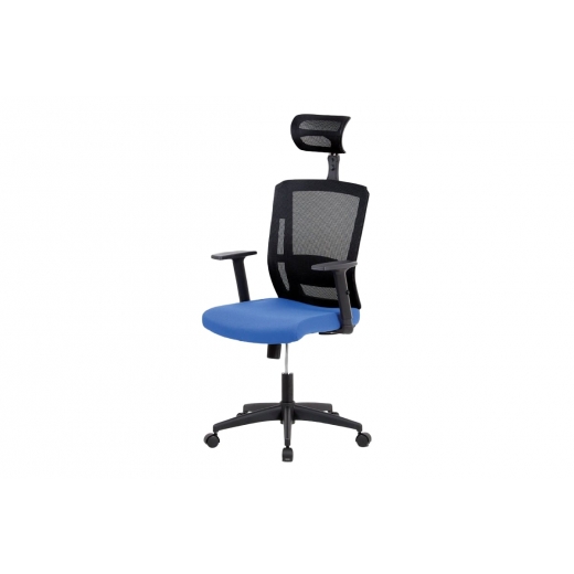 Kancelárska stolička s opierkou hlavy Hugo, modrá/čierna - 1