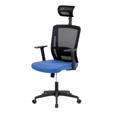 Kancelárska stolička s opierkou hlavy Hugo, modrá/čierna - 1