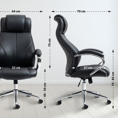 Kancelárska stolička Salford, pravá koža, čierna - 2