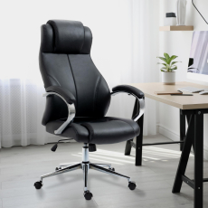 Kancelárska stolička Salford, pravá koža, čierna - 3