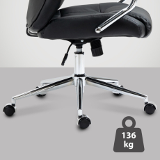 Kancelárska stolička Salford, pravá koža, čierna - 5