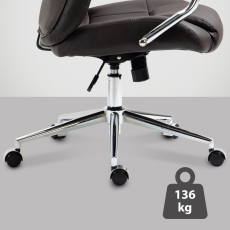 Kancelárska stolička Salford, pravá koža, hnedá - 5
