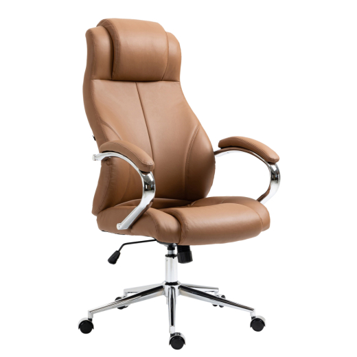 Kancelárska stolička Salford, pravá koža, svetlo hnedá - 1