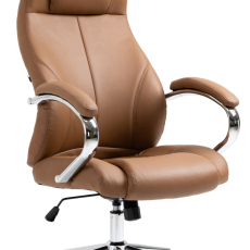 Kancelárska stolička Salford, pravá koža, svetlo hnedá - 1