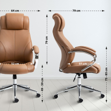 Kancelárska stolička Salford, pravá koža, svetlo hnedá - 2