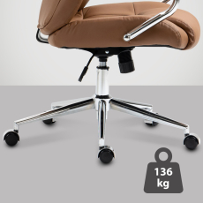 Kancelárska stolička Salford, pravá koža, svetlo hnedá - 5