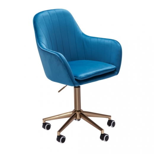 Kancelárska stolička Silen, zamat, modrá - 1