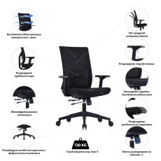 Kancelárska stolička Snow Black, textil, čierna - 5