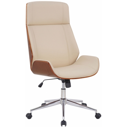 Kancelárska stolička Varel, syntetická koža, orech / krémová - 1