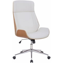 Kancelárska stolička Varel, syntetická koža, prírodná / biela