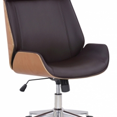 Kancelárska stolička Varel, syntetická koža, prírodná / hnedá - 1