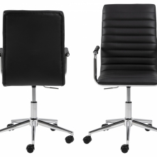 Kancelárska stolička Winslow, koža, čierna - 2