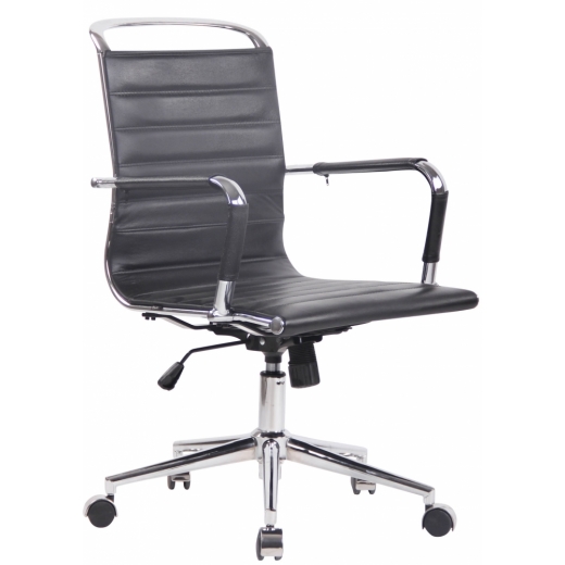 Kancelářská židle Barton, pravá kůže, černá - 1