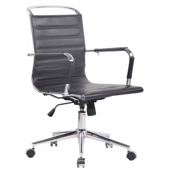 Kancelářská židle Barton, pravá kůže, černá