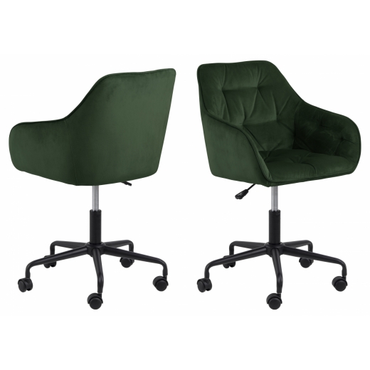 Kancelářská židle Brooke, samet, tmavě zelená - 1