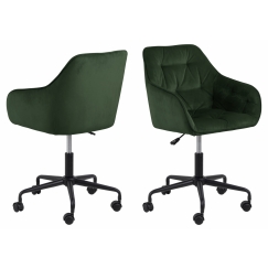 Kancelářská židle Brooke, samet, tmavě zelená