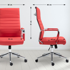 Kancelářská židle Kolumbus, pravá kůže, červená - 7