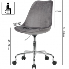 Kancelářská židle Leon, samet, šedá - 3