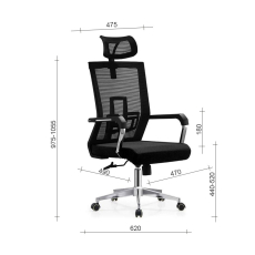 Kancelářská židle Luccas HB, textil, černá / modrá - 2