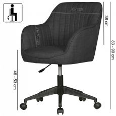 Kancelářská židle Mara, textilní potahovina, černá - 3