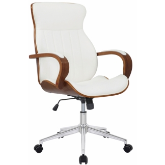 Kancelářská židle Melilla, syntetická kůže, ořech / bílá