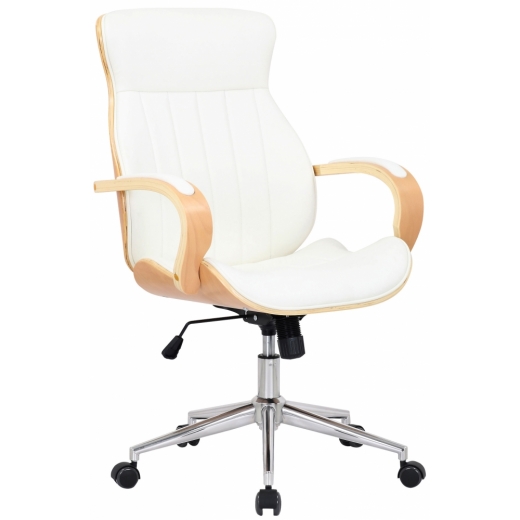 Kancelářská židle Melilla, syntetická kůže, přírodní / bílá - 1