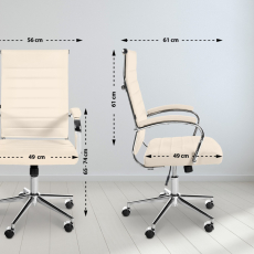Kancelářská židle Mollis, pravá kůže, krémová - 2