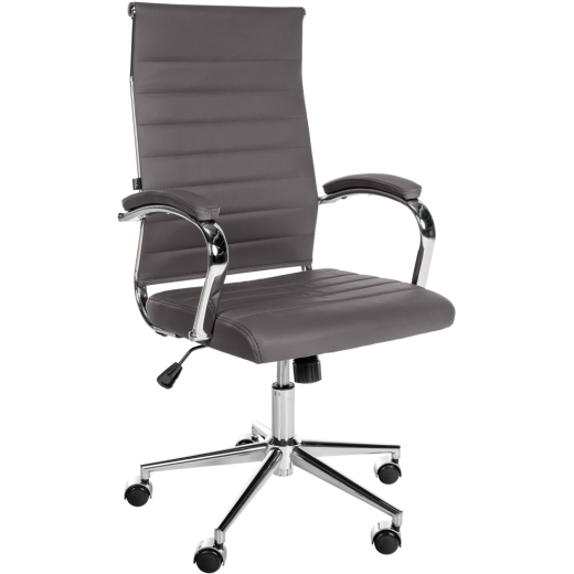 Kancelářská židle Mollis, pravá kůže, šedá - 1