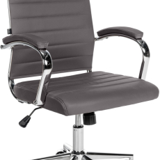Kancelářská židle Mollis, pravá kůže, šedá - 1