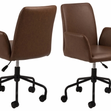 Kancelářská židle Naya, syntetická kůže, hnědá - 1