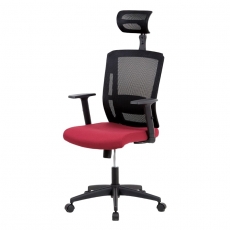 Kancelářská židle s opěrkou hlavy Hugo, bordó/černá - 1