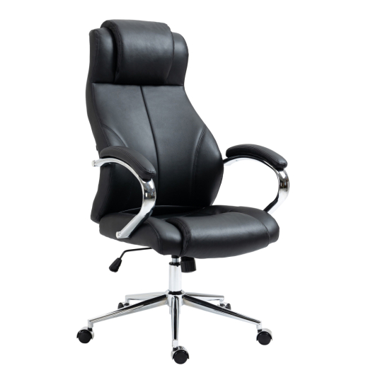 Kancelářská židle Salford, pravá kůže, černá - 1