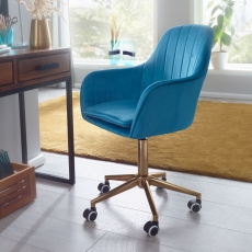 Kancelářská židle Silen, samet, modrá - 2