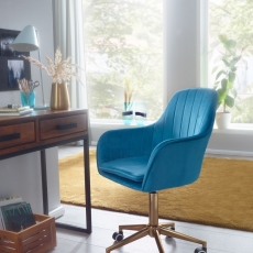 Kancelářská židle Silen, samet, modrá - 3
