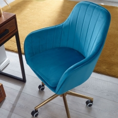 Kancelářská židle Silen, samet, modrá - 5