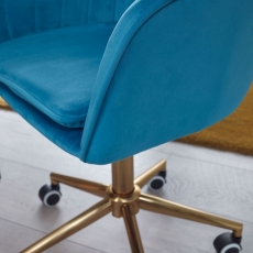Kancelářská židle Silen, samet, modrá - 6