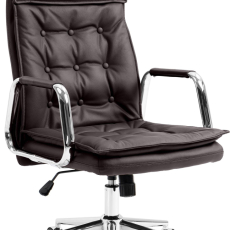 Kancelářská židle Sotira, pravá kůže, hnědá - 1