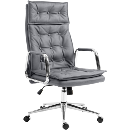 Kancelářská židle Sotira, pravá kůže, šedá - 1