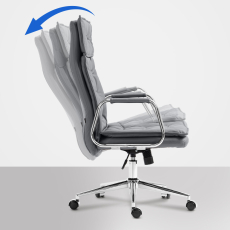 Kancelářská židle Sotira, pravá kůže, šedá - 4