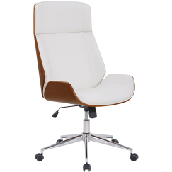 Kancelářská židle Varel, syntetická kůže, ořech / bílá