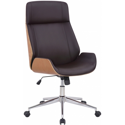 Kancelářská židle Varel, syntetická kůže, přírodní / hnědá - 1