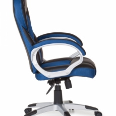 Kancelárske kreslo Racer, syntetická koža, čierna / modrá - 8