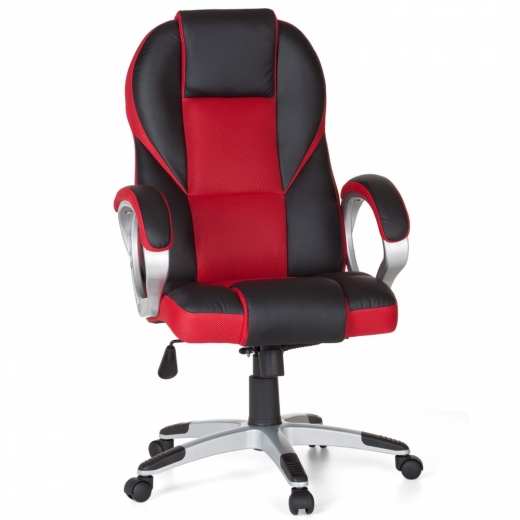 Kancelářské křeslo Racer, syntetická kůže, černá/červená - 1