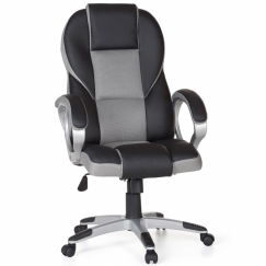 Kancelářské křeslo Racer, syntetická kůže, černá/šedá